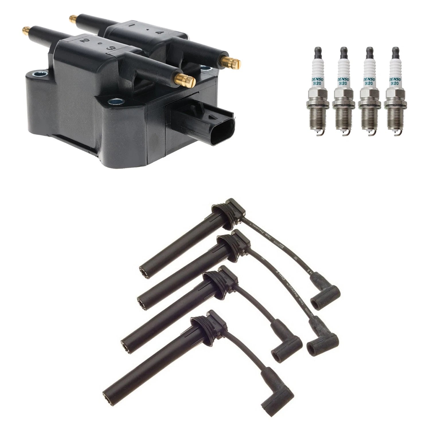 Set of 4 Hitachi Ignition Coils & Denso Iridium Spark Plugs for Neon (1995–1999)