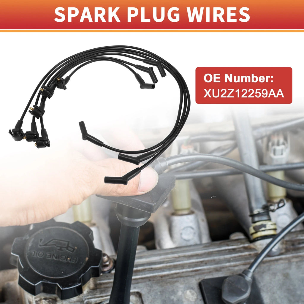 6 Pcs Spark Plug Wire Ignition Coil Cable No.XU2Z12259AA for Ford Mustang (2005–2014)