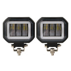 2X 4-Inch Square LED Work Light Bar for Motorcycle (12V–24V)
