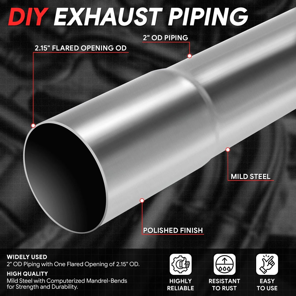90 Degrees Bend Exhaust Pipe for - 2" OD, 18-Gauge