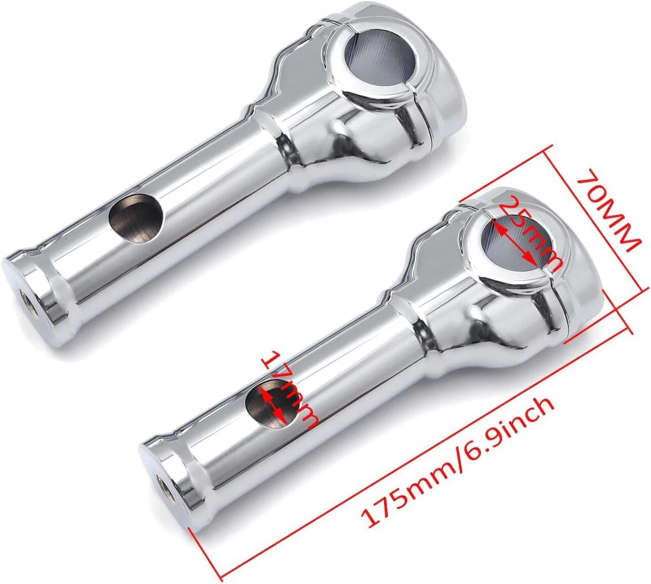 Chrome 6" Risers 1" Handlebar Top Clamps for Harley Super Glide Softail (2006–2023)