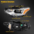 Driver Side Headlight for Chevrolet Traverse (2018–2021) Chrome Amber Projector