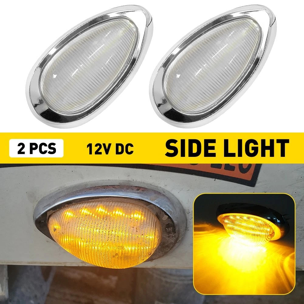 2X Clear LED Side Marker Light for Freightliner Sleeper Cab Trailer