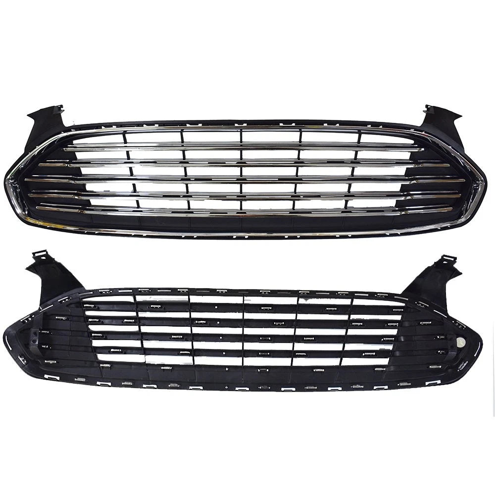 Front Grille Bumper for Ford Fusion Mondeo (2013-2016) Chrome Black