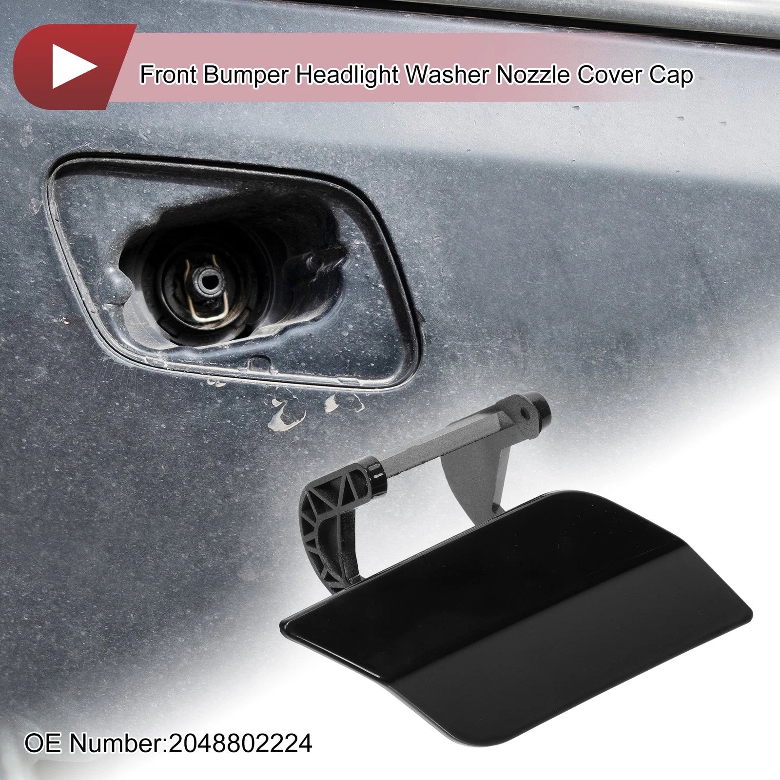 Front Right Washer Nozzle Cover Cap for Mercedes-Benz C350 (2008–2014) Black