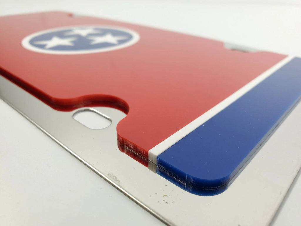 Tennessee State Flag Metal Vanity License Plate Tag 3D Stainless Steel