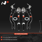 Set of 4 Front Inner & Outer Tie Rod Ends for Ford Edge, Lincoln MKX (2007–2014)