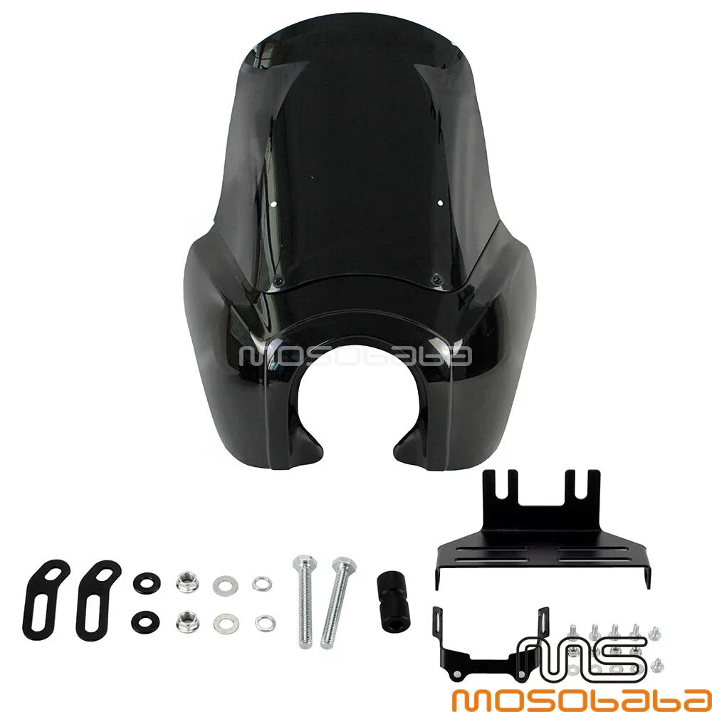 Headlight Fairing + 15" Windshield Black for Harley Softail Low Rider (2020-2023)