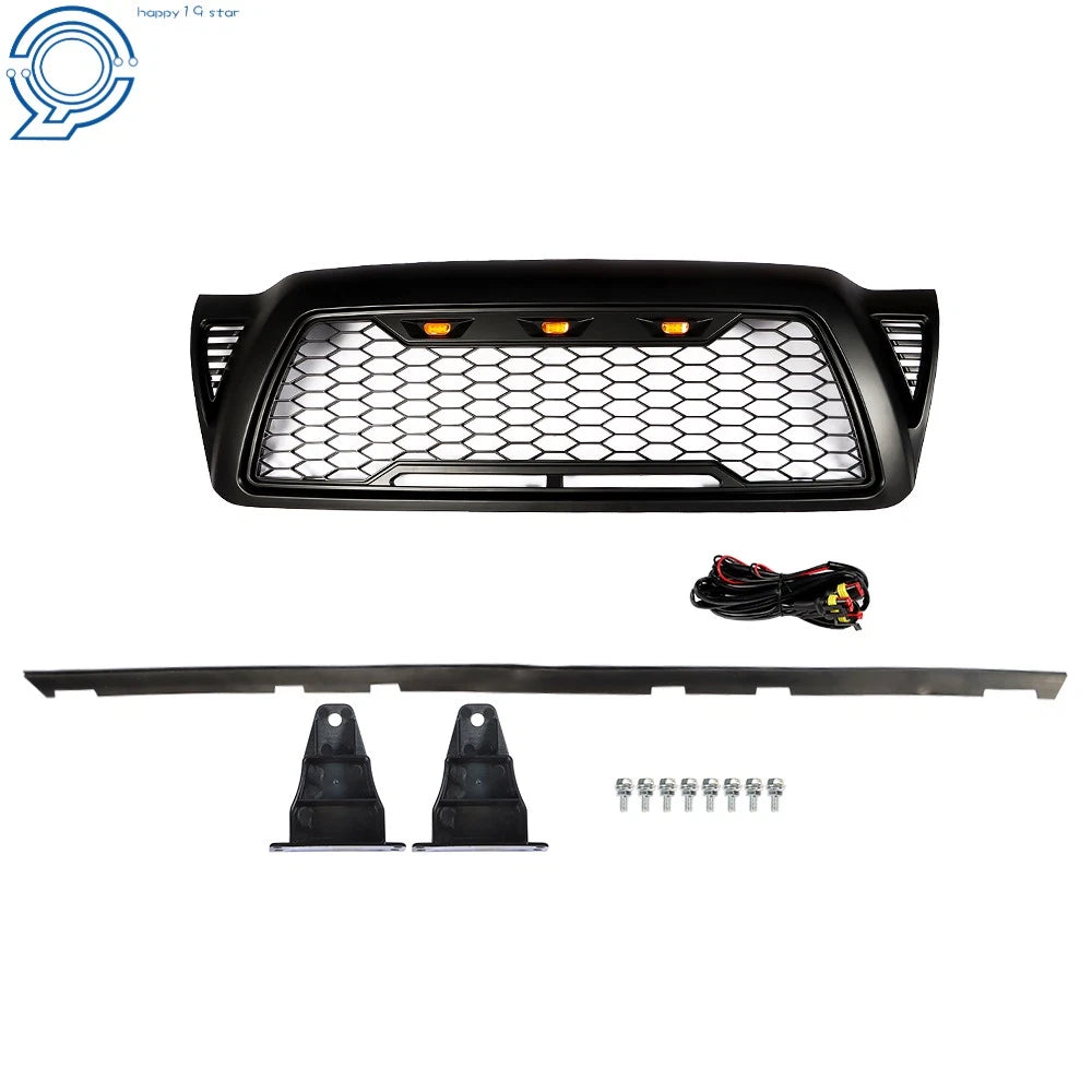 3 LED Lights for Toyota Tacoma (2005–2011) Front Bumper Grille Black