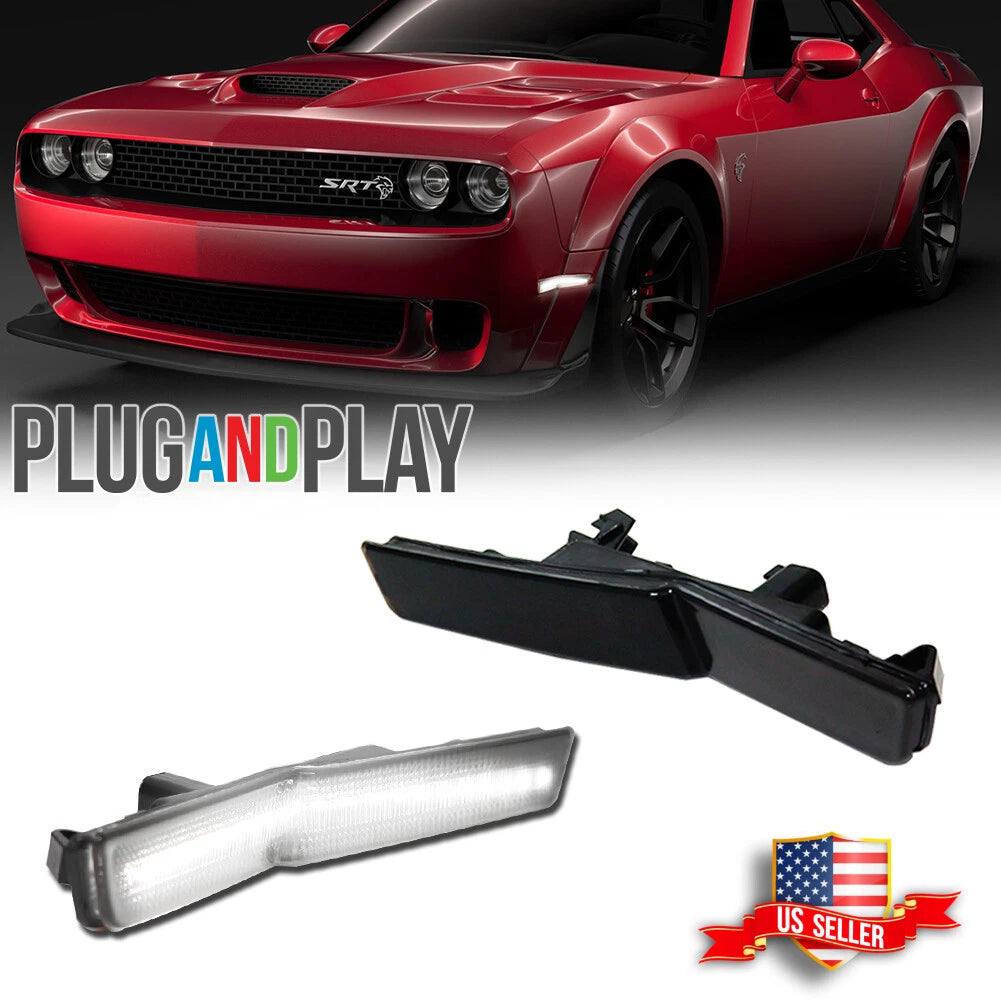 Smoke White LED Front Side Marker Lights for Dodge Challenger (2018–2022)
