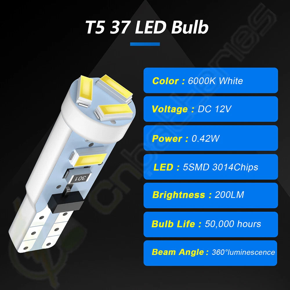 20X T5 Wedge White SMD LED Dash Instrument Gauge Light Bulbs for (N/A)