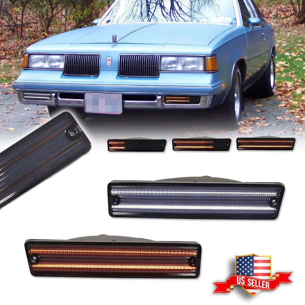 Smoke Switchback LED DRL Turn Signal Lights for Oldsmobile Cutlass Supreme (1981–1988)
