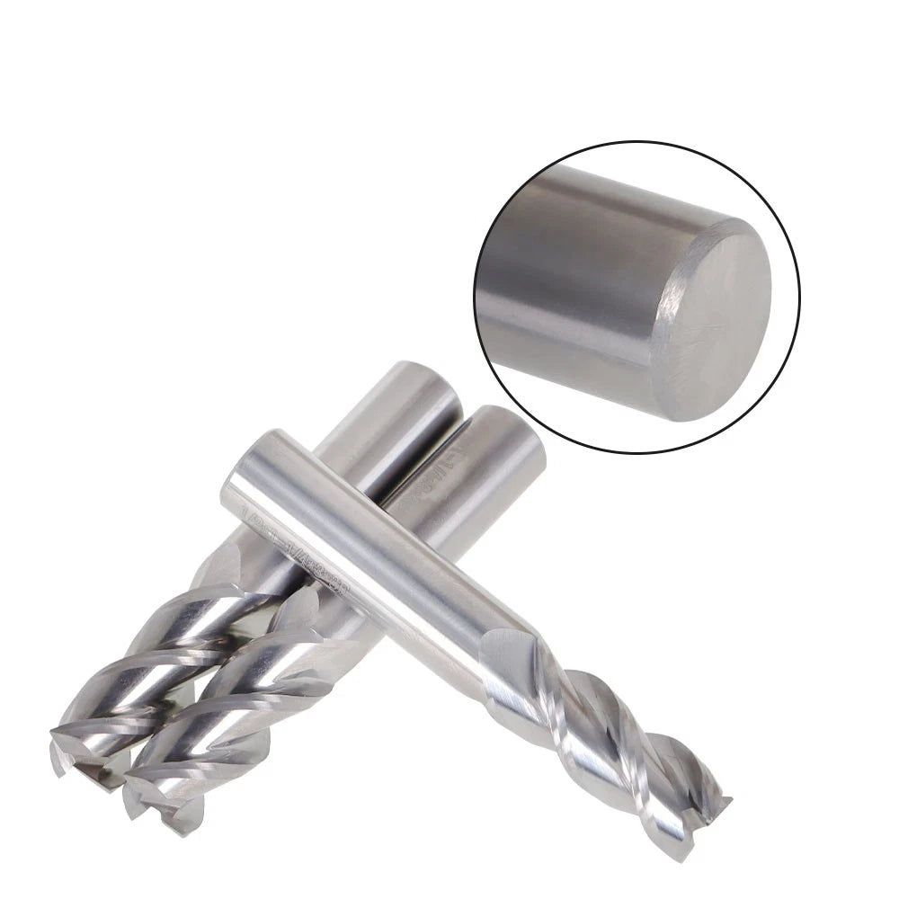 Set of 3 Carbide End Mills 1/2" 3 Flute 1-1/4" LOC 3" Length