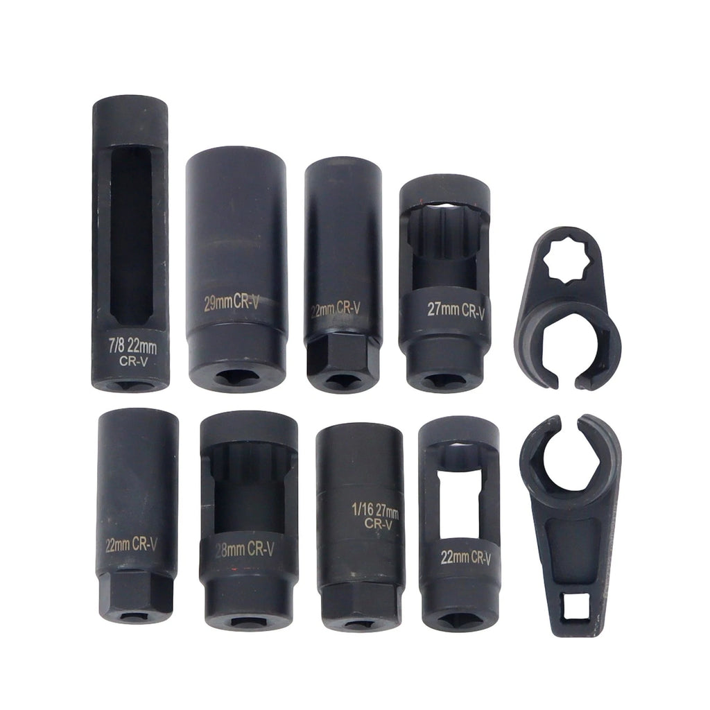 Set of 10 O2 Oxygen Sensor and Oil Pressure Socket Tools for Automotive