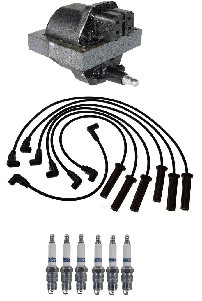 Ignition Wires & Spark Plugs Kit for GMC Buick Chevy Isuzu V6 (1 Coil, 6 Plugs)