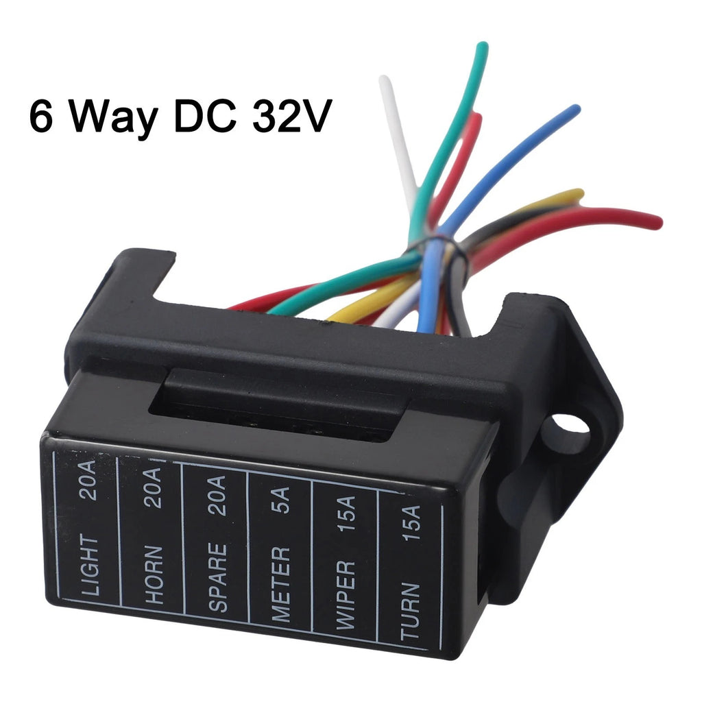 6 Way Fuse Box for Bus Truck Trailer Boat (Max 32V)