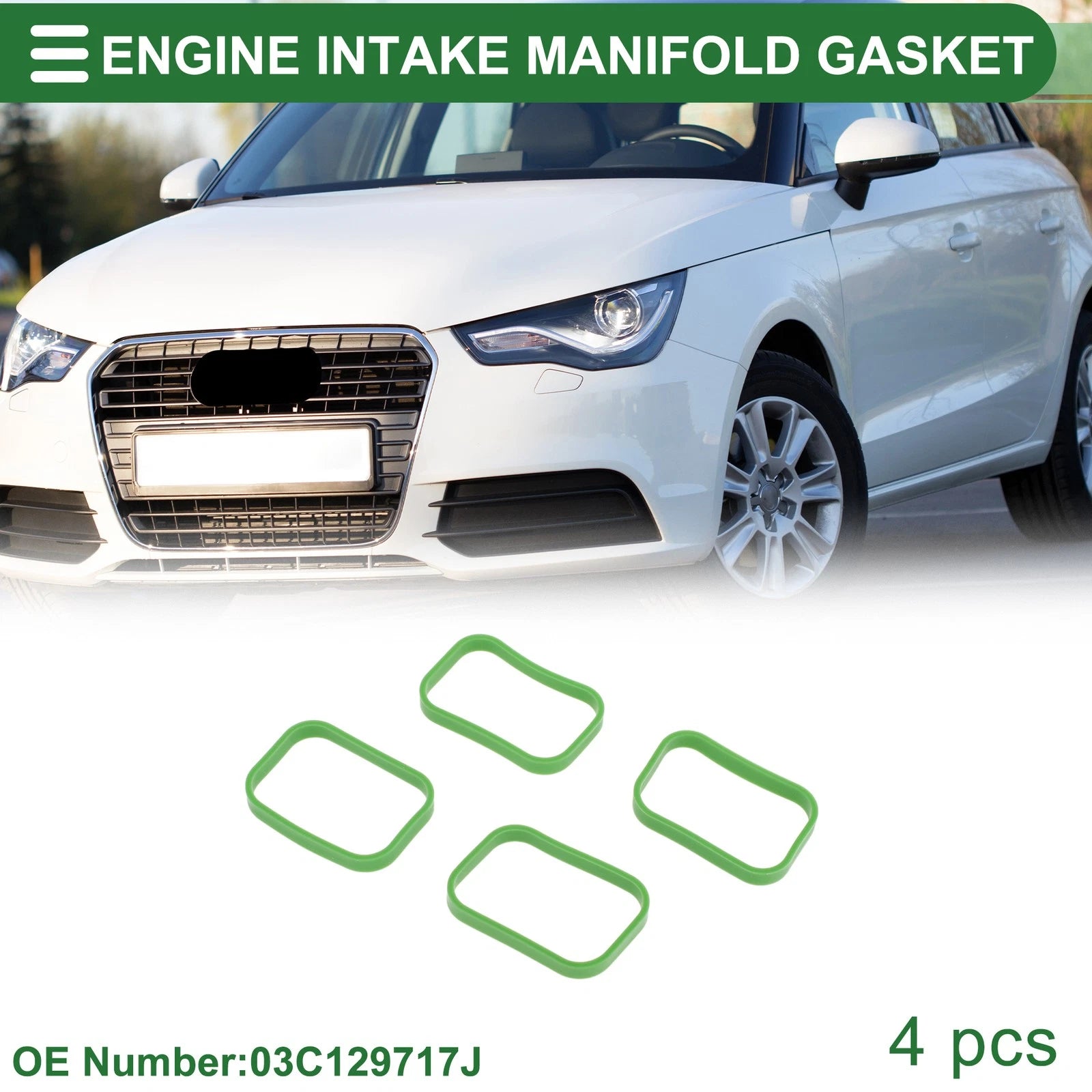 Set of 4 Engine Intake Manifold Gaskets for Audi A1 (2010–2015) No. 03C129717J