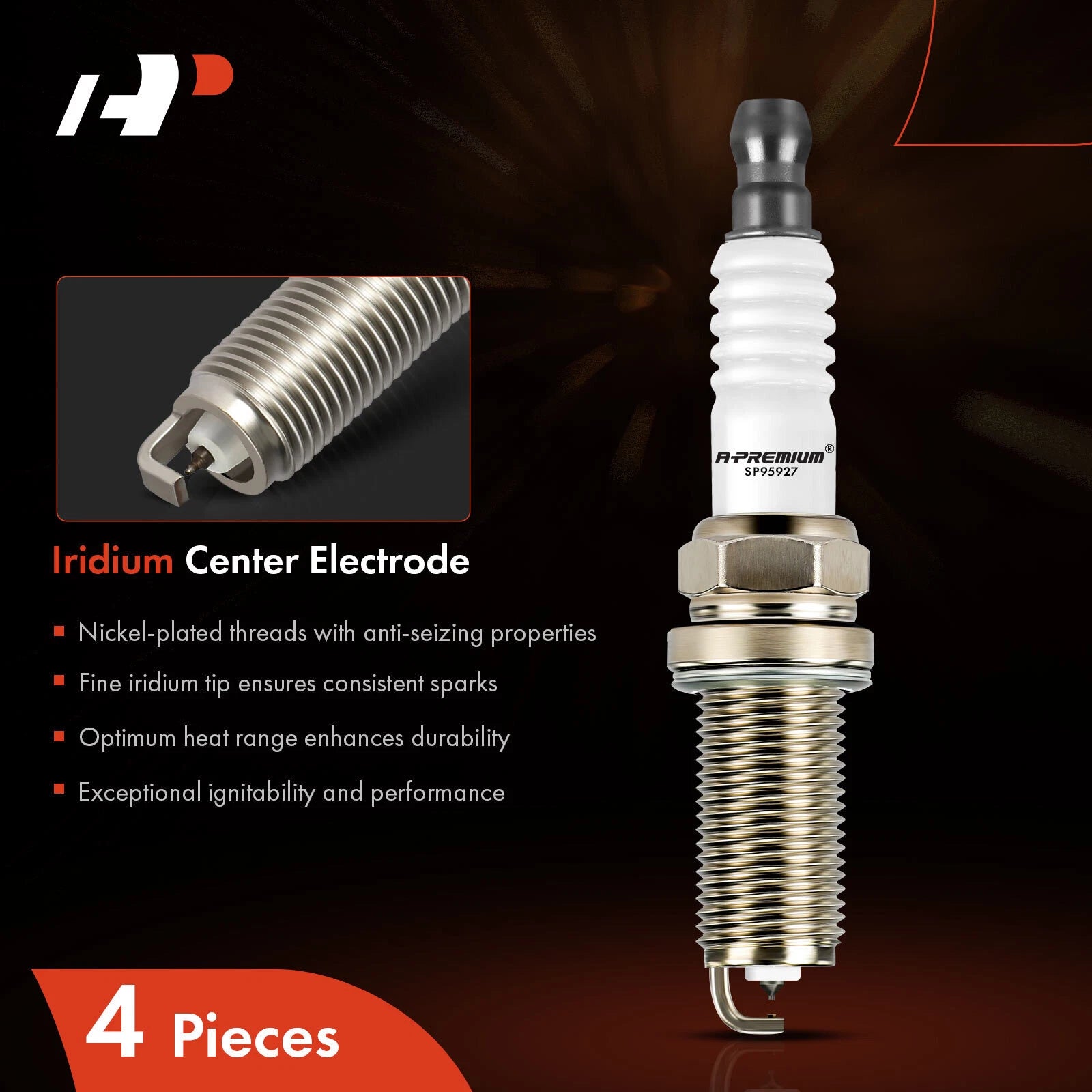 Set of 4 Iridium Platinum Spark Plugs for Ford Explorer, Escape (2020–2021)