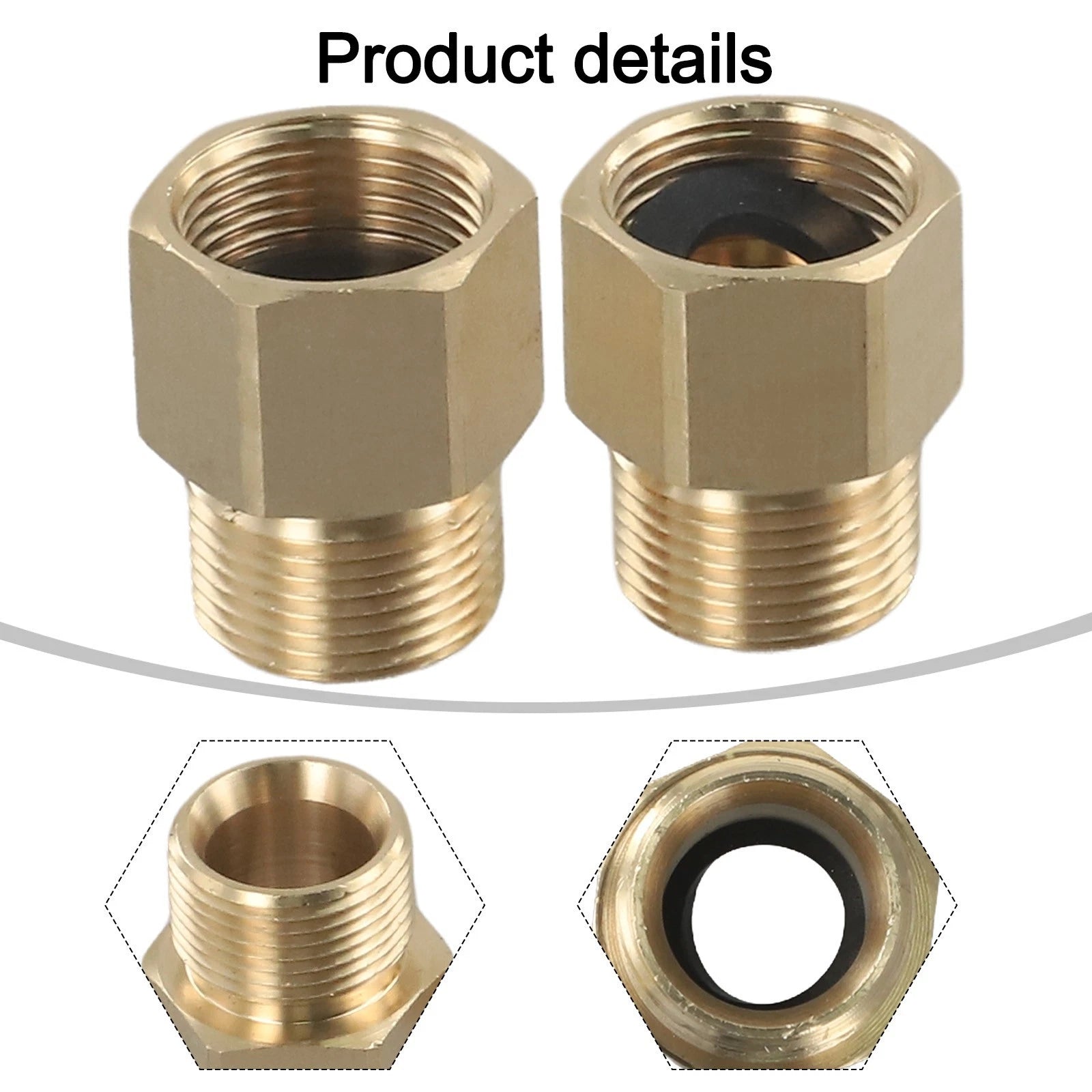 2X M22 15mm Male to 14mm Female Coupler for Pressure Washer Hose