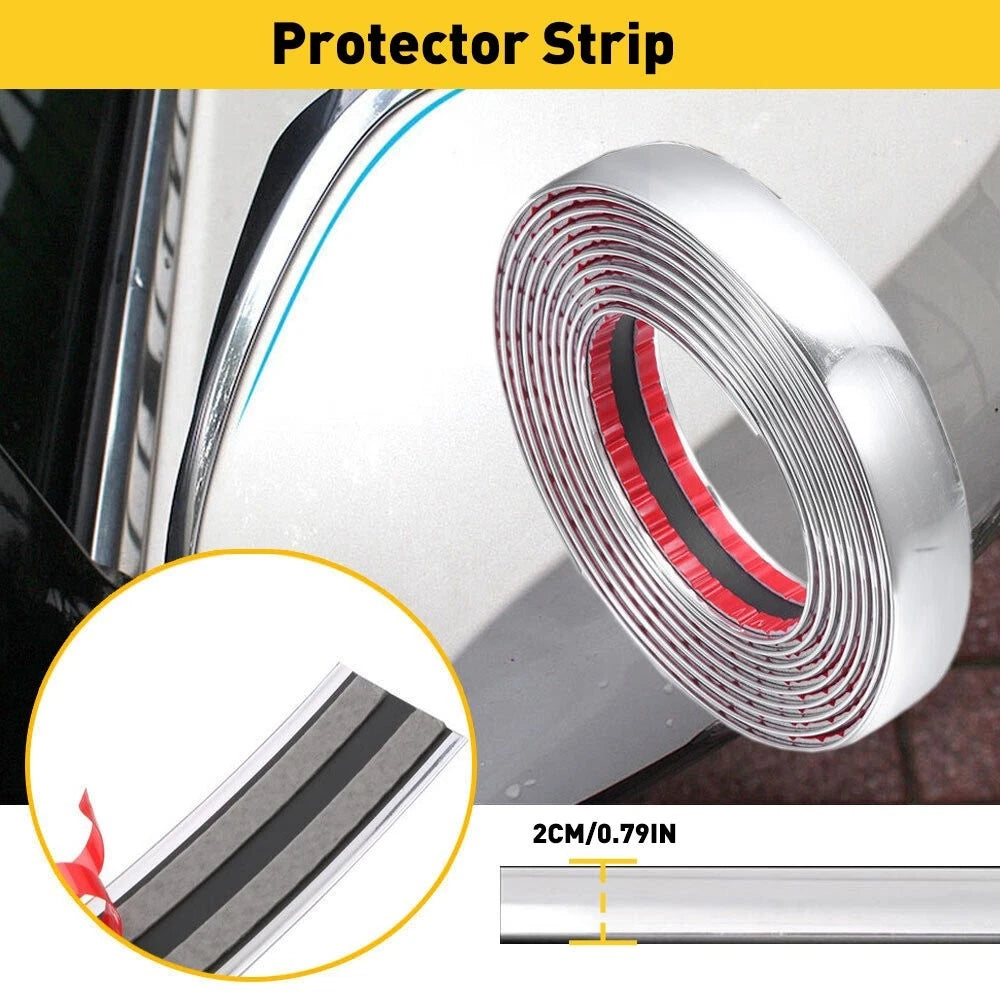 Chrome Door Guard Moulding Trim Strip for Trucks SUV (0.8"x16FT)