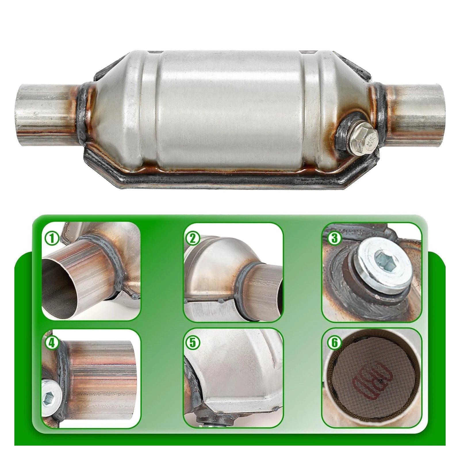 2" Inlet/Outlet Catalytic Converter for Universal Front Cat (Direct-Fit)