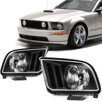 Headlight Assembly Pair for Ford Mustang (2005–2009) Black Halogen
