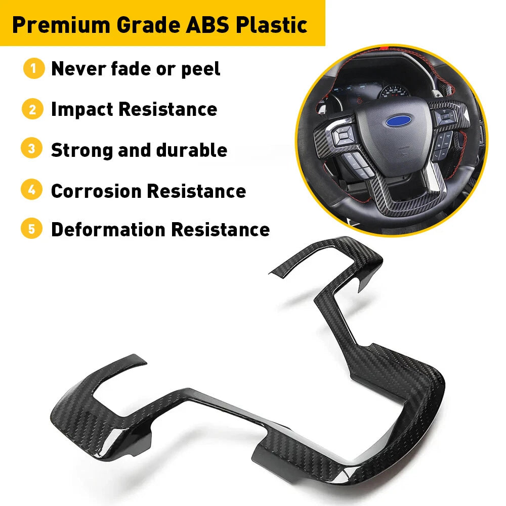 Carbon Fiber Steering Wheel Trim for Ford F150 (2015–2023)