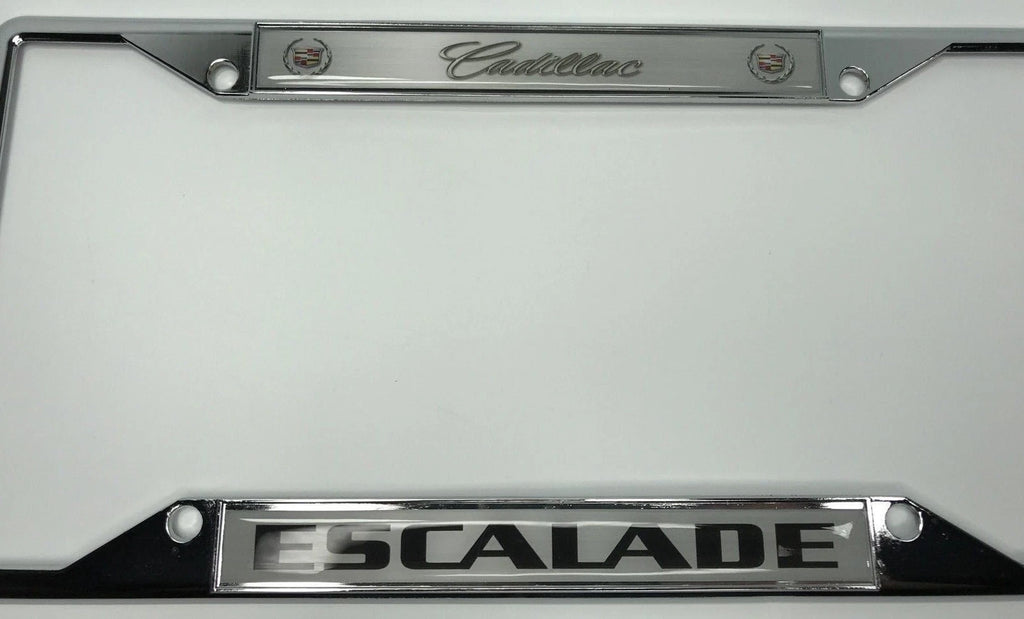 Chrome Metal License Plate Frame with Emblem for Cadillac Escalade (2002–2020)