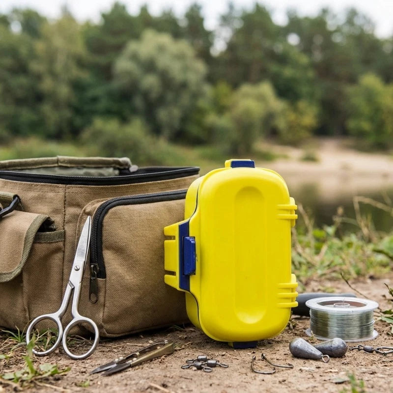 Insulated Yellow Fishing Bait Box 14x10x8cm for Coastal Offshore Angling