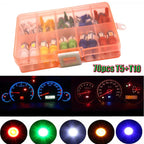 70 Pcs Car T5+T10 LED Instrument Panel Cluster Plug Dash Lights Indicator