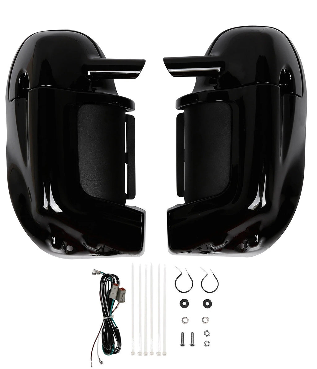 Gloss Black Lower Vented Fairing Speaker Glove Kit for Harley Touring (1983–2013)