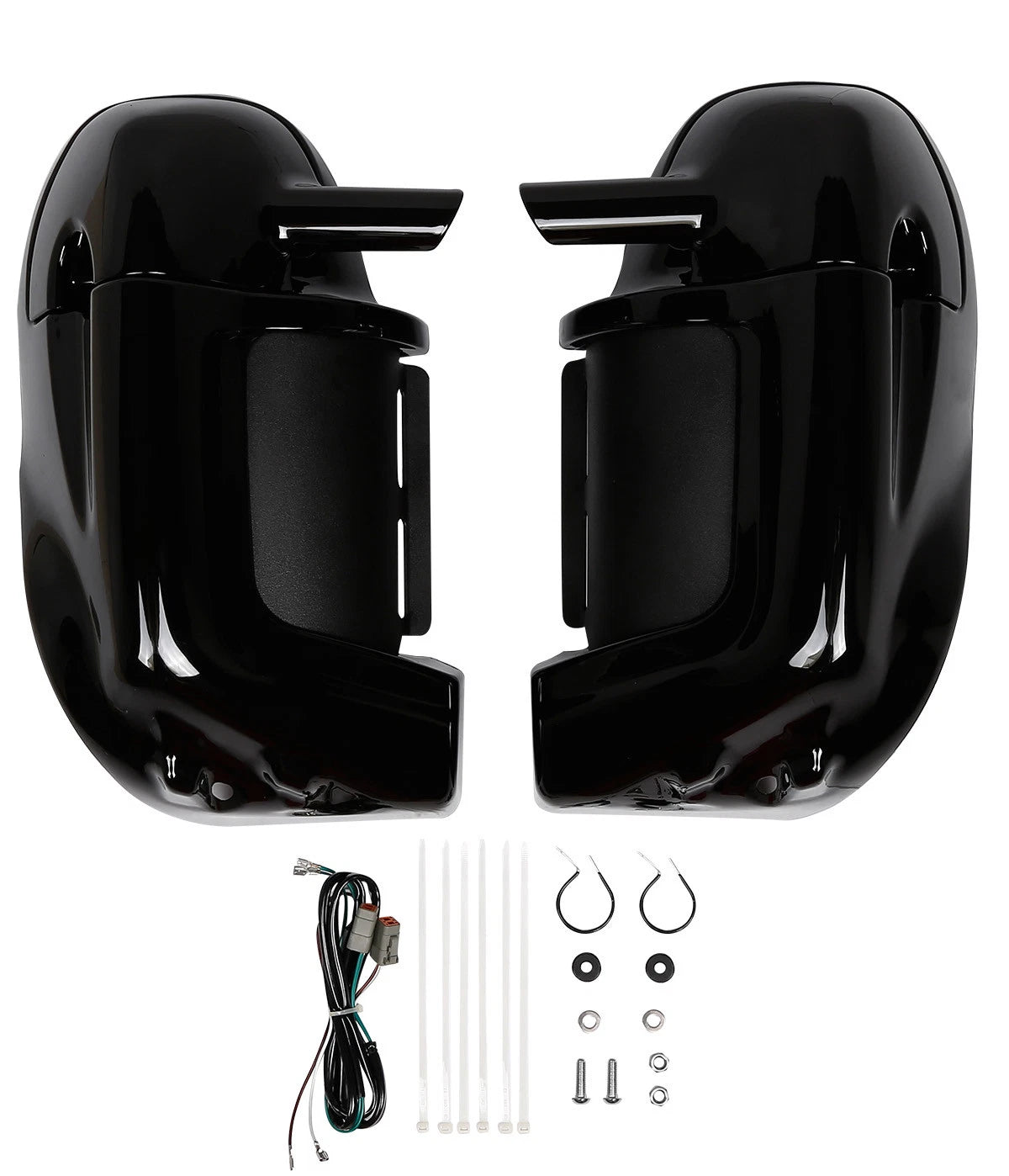 Gloss Black Lower Vented Fairing Speaker Glove Kit for Harley Touring (1983–2013)