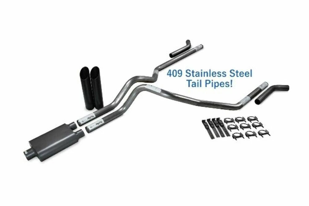 Dual Exhaust Kit for Dodge Ram 1500 (2019–2025) 2.5" Stainless Black Tip