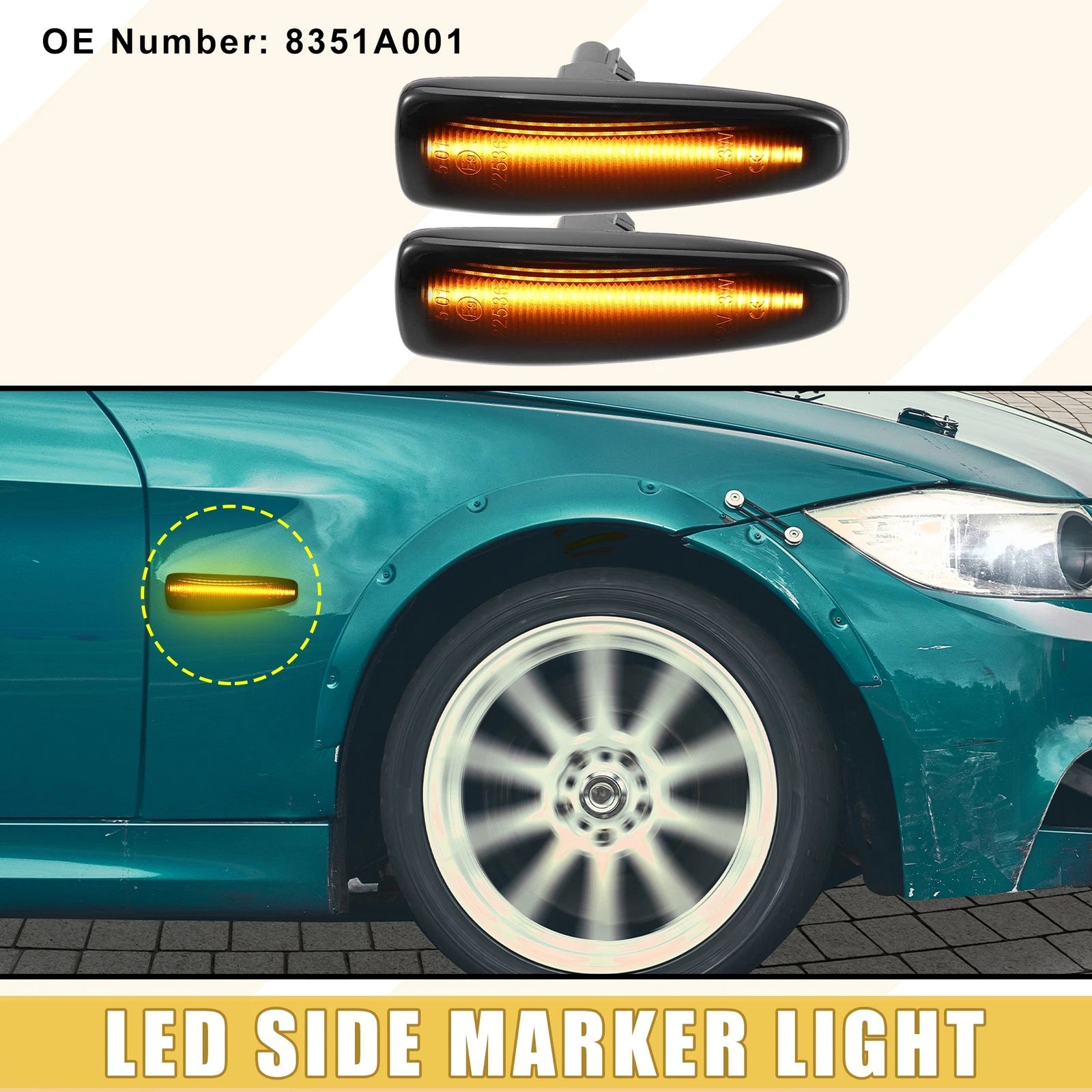 2X Front LED Side Marker Light 8351A001 for Mitsubishi 