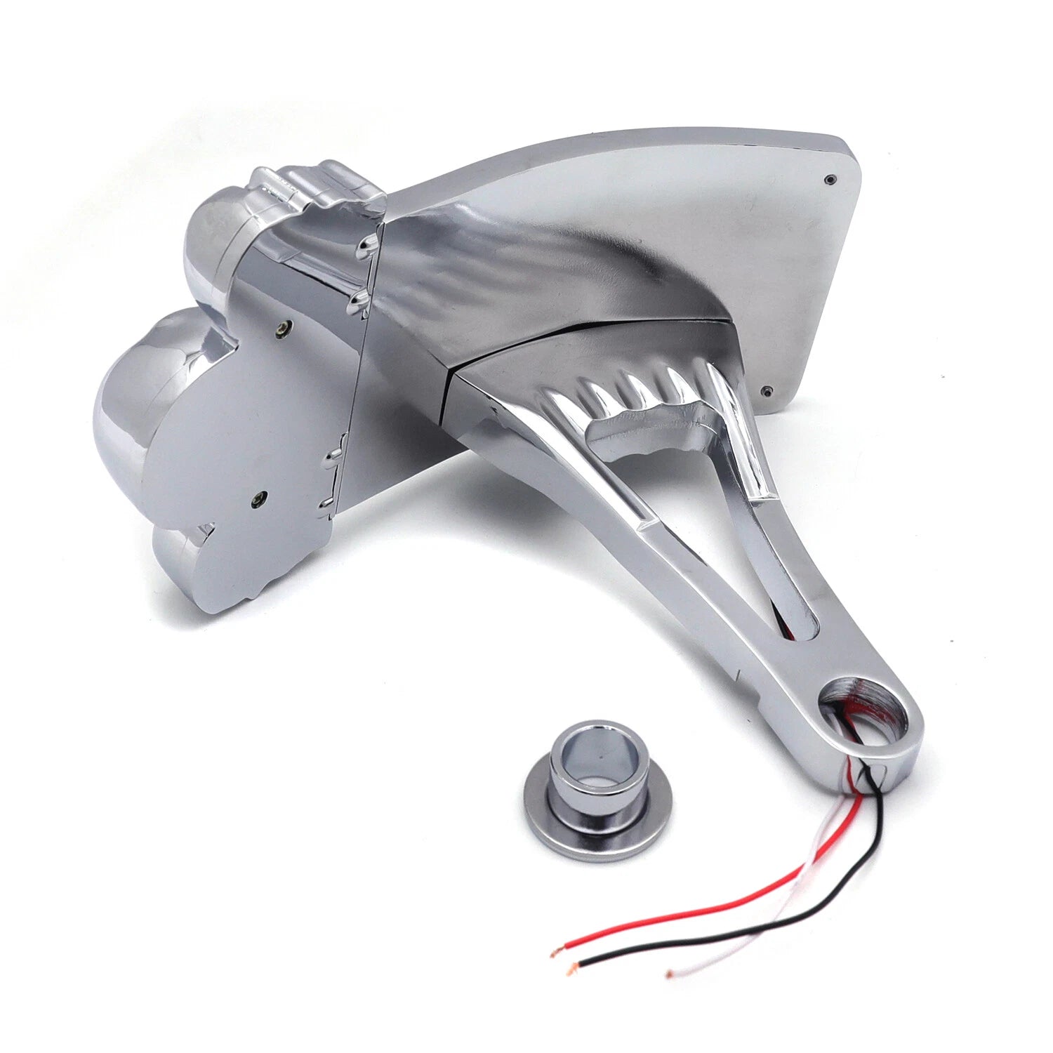 Chrome Curve Side Mount License Plate Bracket w/ Skull LED Tail Light for Ax