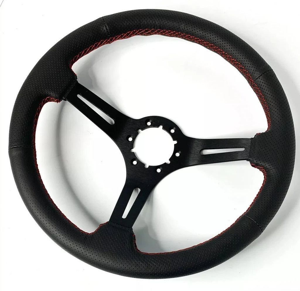 Steering Wheel Grip Black Perforated Leather Red Stitching for (2005–2015)