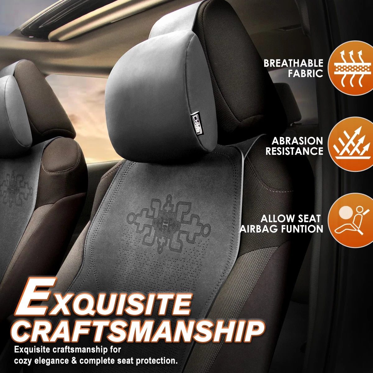 Set of 2 Universal Seat Covers for Cars (Protex Plus Series, Black)