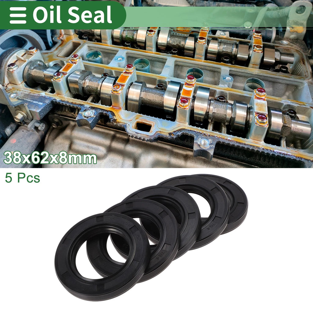Set of 5 Oil Seals NBR Rubber 38x62x8mm for Automotive Applications