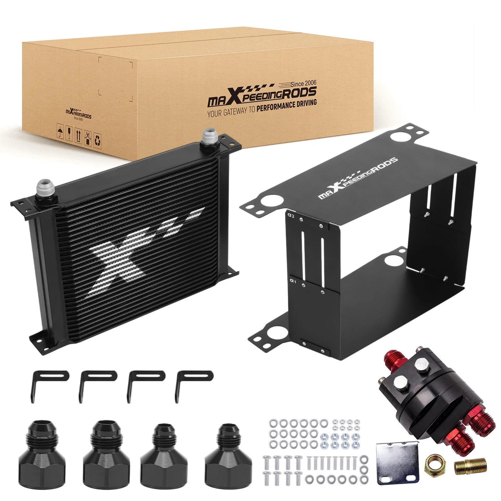 30 Row Oil Cooler Kit AN10 for Universal Black (M20 & 3/4-16 UNF Adapters)