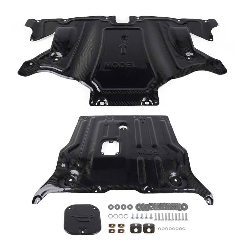 Carbon Fiber Skid Plate & Engine Guard for Tesla Model 3/Y (2017–2024)
