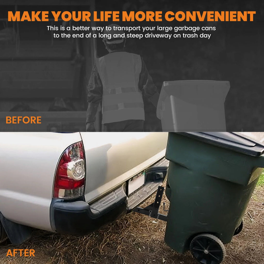 Adjustable Trash Can Transporter Hitch for Golf Cart, ATV (2in Receiver)