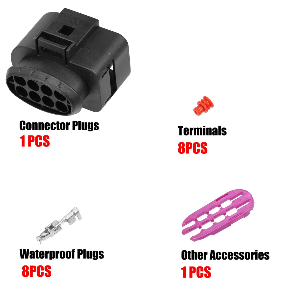 Set of 1 No.8D0973734 8 Way Pin Sealed Female Connector for VW Audi 