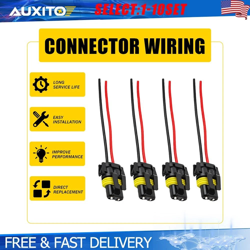 Set of 4 Extension Wiring Harness Sockets for 9005 HB3 9145 H10 Headlights Fog Lights