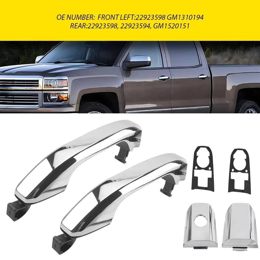 2X Chrome Exterior Door Handle for Chevy Silverado 1500 (2014–2022)