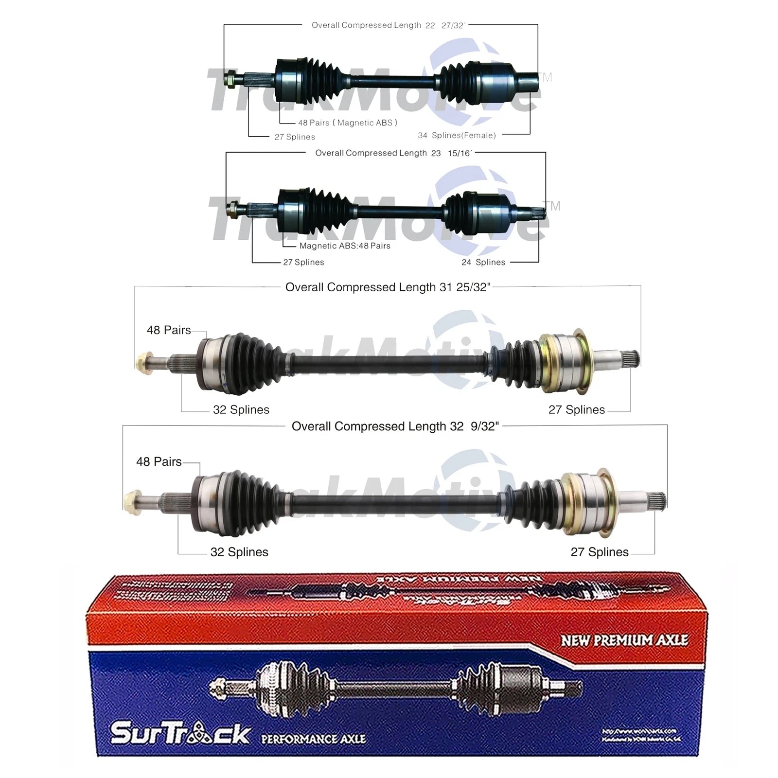 Set of 2 CV Axle Shafts for Chrysler 300 Dodge Charger AWD (2005–2010)