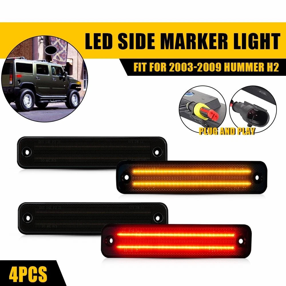 Set of 4 Smoked LED Side Marker Lights for Hummer H2 (2003–2009)