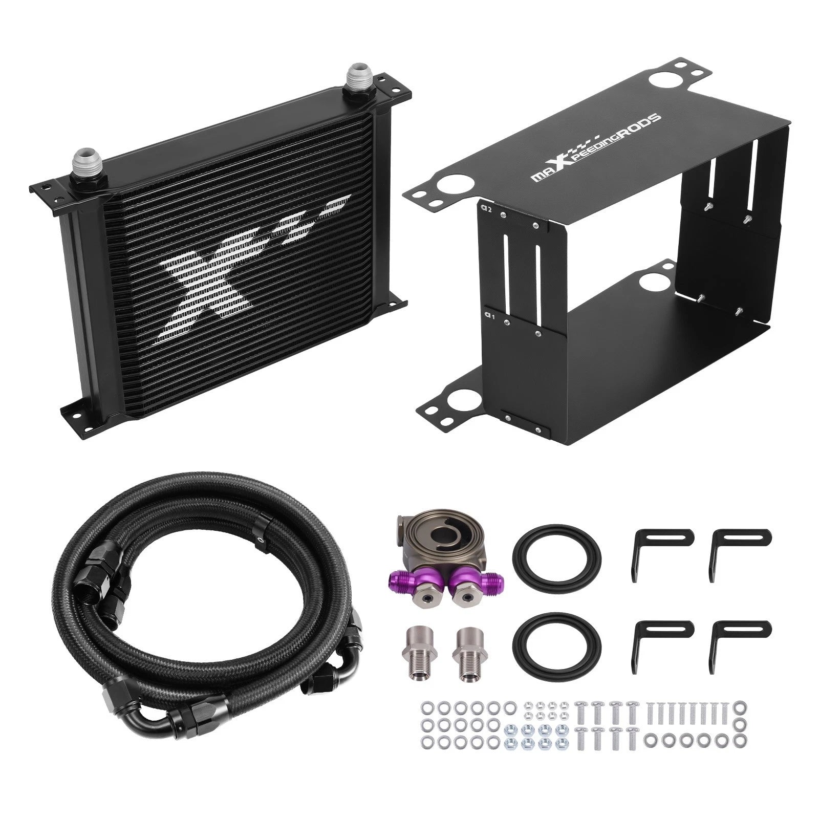 30 Row Oil Cooler Kit 10AN for Universal Applications (Aluminum, Thermostatic)