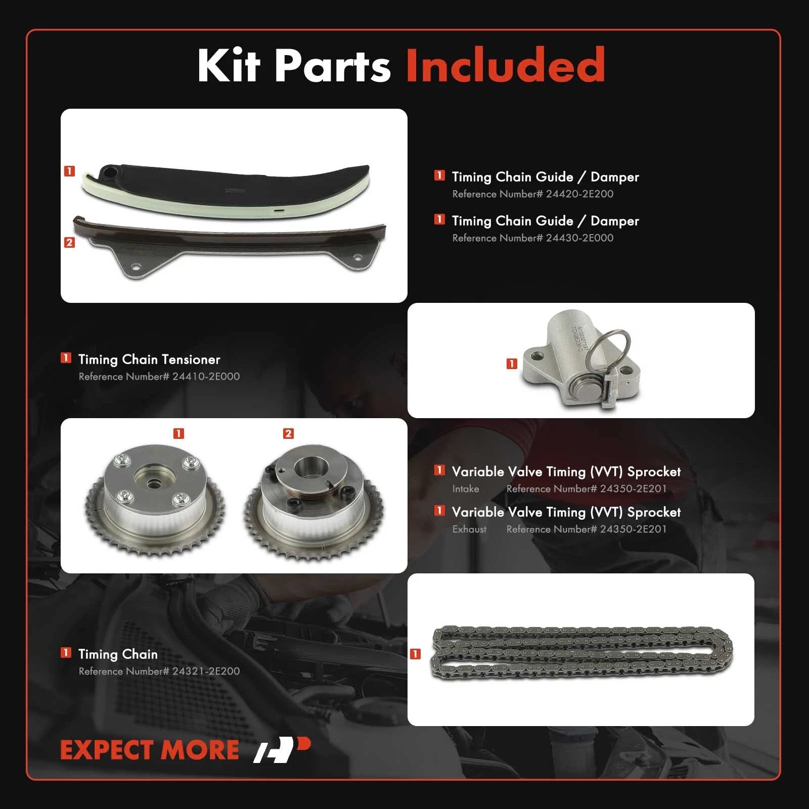 6X Timing Chain Kit for Hyundai Elantra (2014–2016) Tucson Kia Soul Forte
