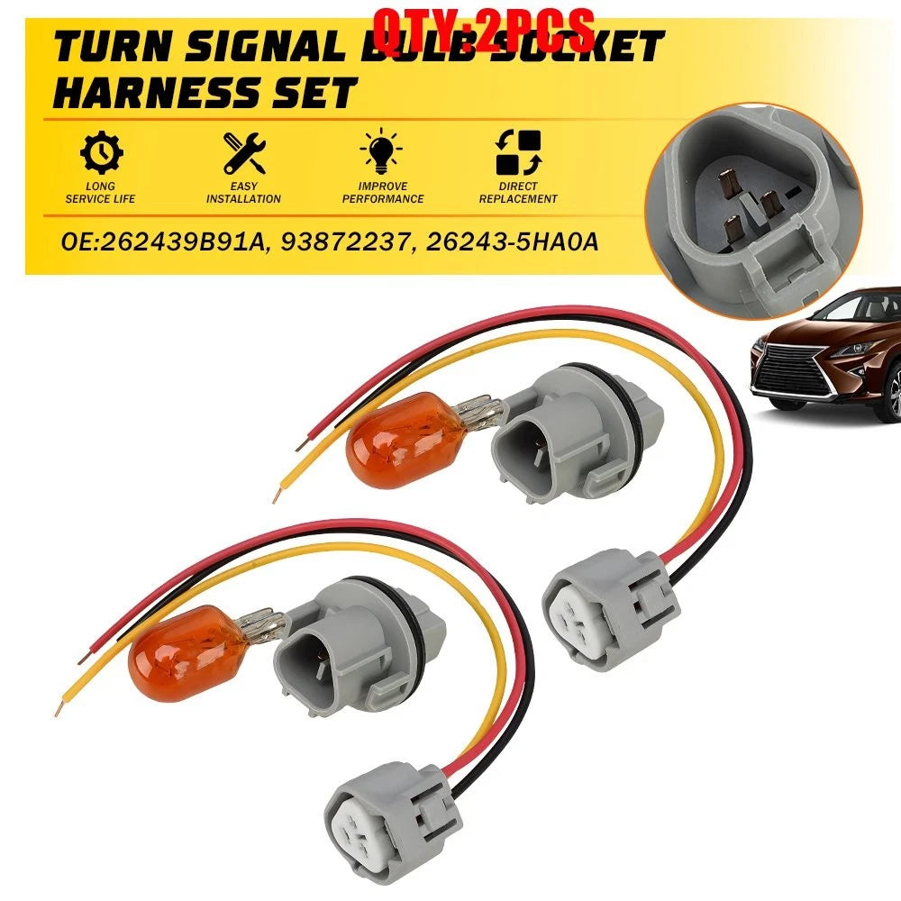 2X Headlight Turn Signal Bulb Socket Harness Kit for Lexus RX450h RX350 (2010–2015)