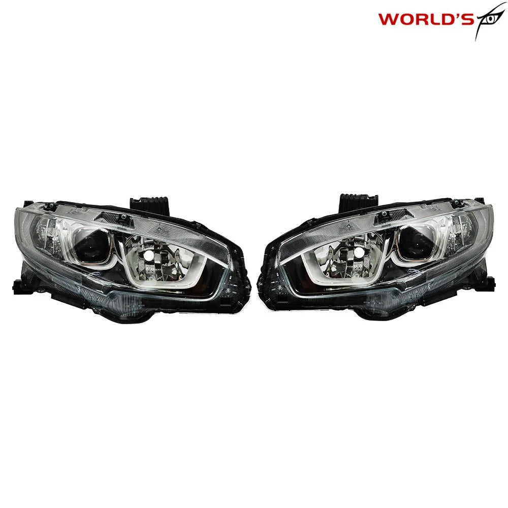 Set of 2 Headlights for Honda Civic (2016–2020) Electroplated Halogen